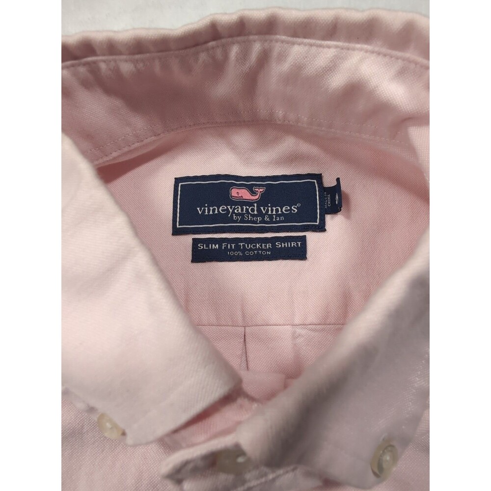 Vineyard Vines by Shep & Ian Shirt Mens Pink Medium Slim Fit Tucker Button Front - Picture 10 of 16
